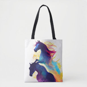 Pferde wild Natur Tierfarben Malerei Tasche