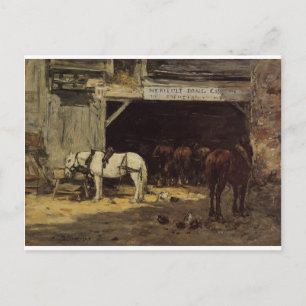 Pferde zu vermieten in einem Yard von Eugene Boudi Postkarte