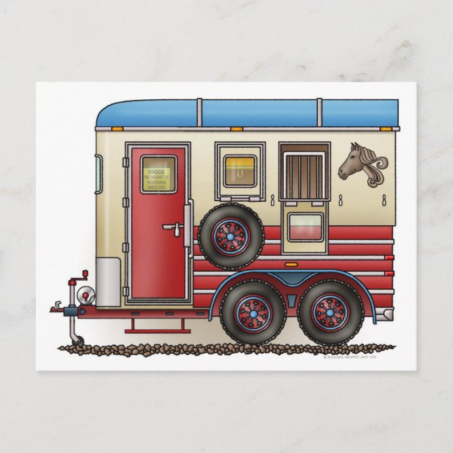 Pferdeanhänger Postkarte (Vorderseite)