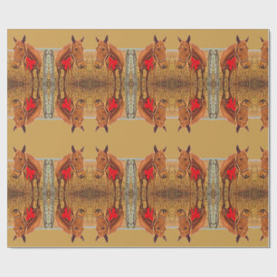 Pferdeartiges Weihnachten, Brown-Pferd mit rotem Geschenkpapier