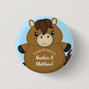 PferdeBaby Dusche Blue Boy Button