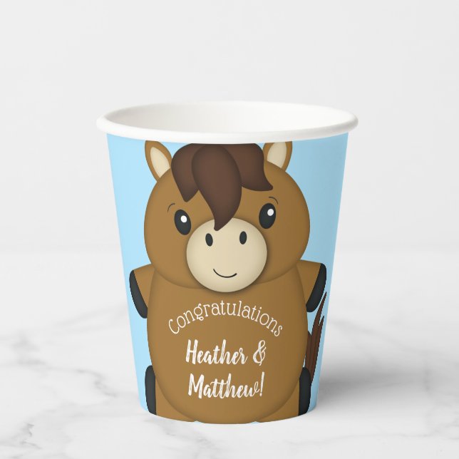 PferdeBaby Dusche Blue Boy Pappbecher (Vorderseite)