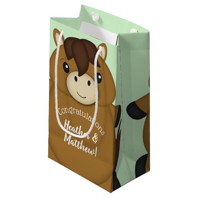 PferdeBaby-Dusche Kleine Geschenktüte (Vorderseite Schrägansicht)