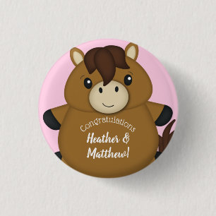 PferdeBaby Dusche Pink Girl Button