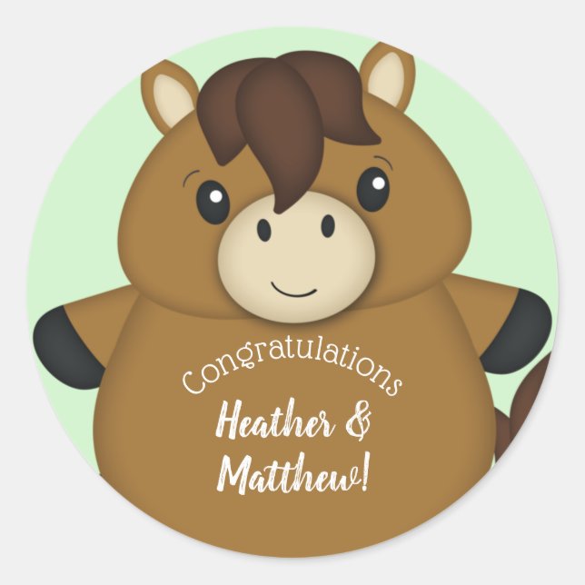 PferdeBaby-Dusche Runder Aufkleber (Vorderseite)