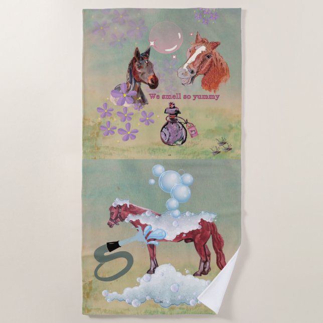 Pferdebad Tag für Pferdezeitschrift oder Kalender  Strandtuch (Vorderseite)