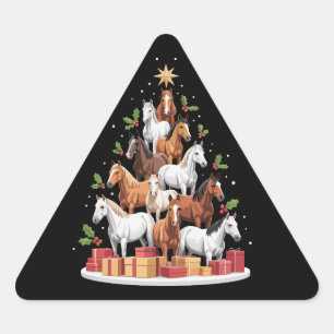 Pferdebaum Weihnachtspferde Weihnachtsgeschenke Dreieckiger Aufkleber