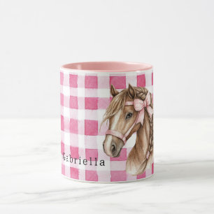 Pferdebogen mit rosa Streifen Tasse
