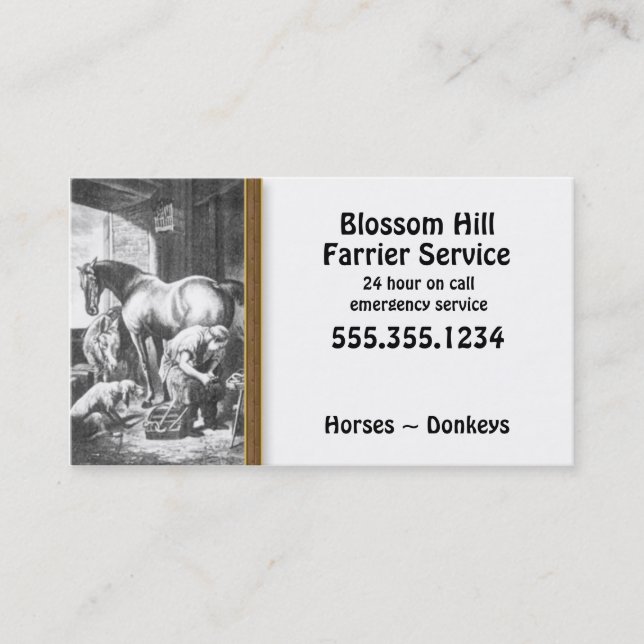 PferdeDonkey Farrier Business Card Visitenkarte (Vorderseite)