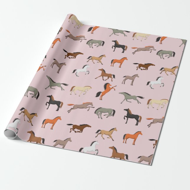 Pferdedruckmuster, Frauen & Mädchen Kind, Cowgirl Geschenkpapier (Ungerollt)