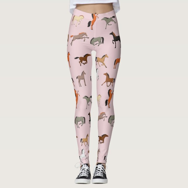 Pferdedruckmuster, Frauen & Mädchen Kind, Cowgirl Leggings (Vorderseite)