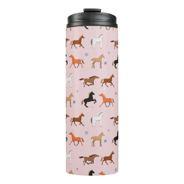 Pferdedruckmuster, Frauen & Mädchen Kind, Cowgirl Thermosbecher (Vorderseite)