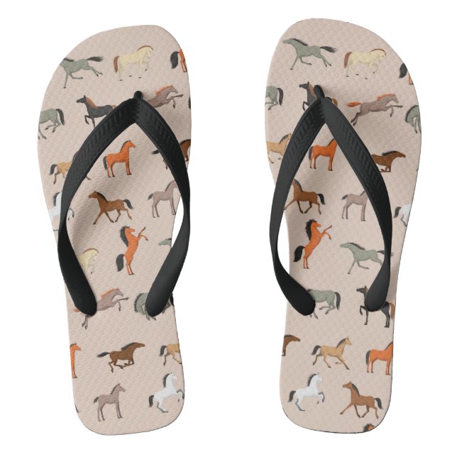 Pferdedruckmuster, Jungen Mädchen & Kinder, Pferde Flip Flops (Fußbett)