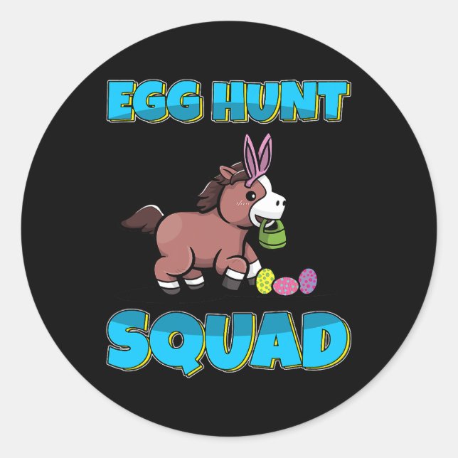 Pferdeeier Jagd Squad Niedlich Pferd Ostereier Hun Runder Aufkleber (Vorderseite)