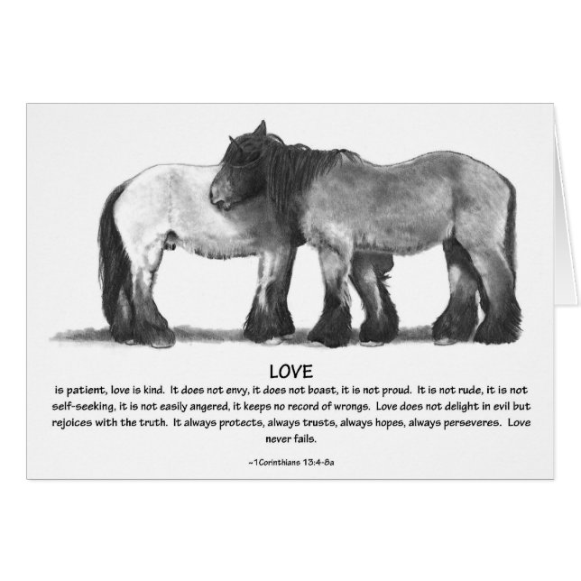 Pferdeentwurf im Stift: Bibelverse über LIEBE (Vorderseite (Horizontal))