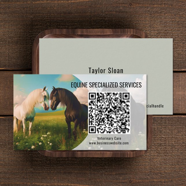 PferdeEquine QR Code Visitenkarten Visitenkarte (Horse Equine QR Code Business Cards (front and back))