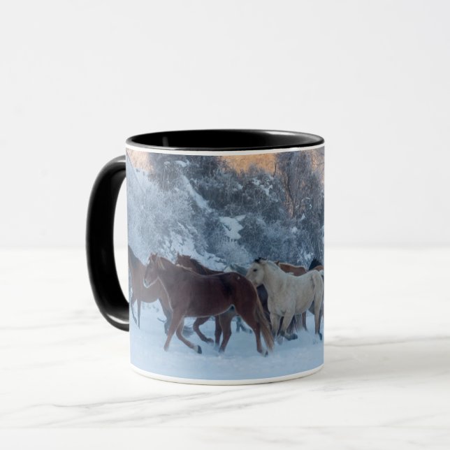 Pferdefahrt im Winter auf der Hideout Ranch Tasse (Vorderseite Links)