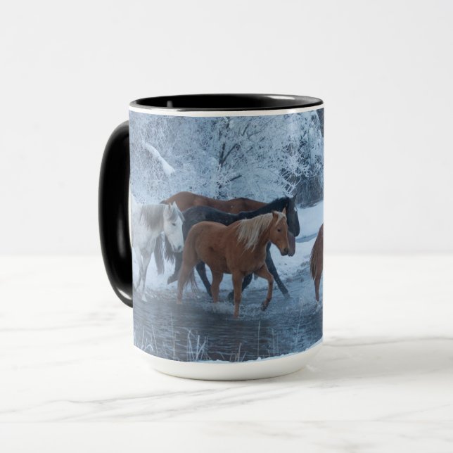 Pferdefahrt im Winter Tasse (Vorderseite Links)