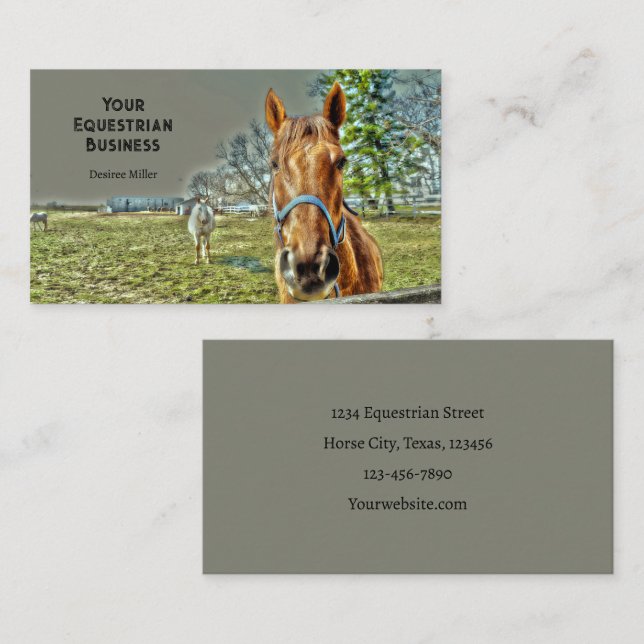 Pferdefarm Rustikales Land Visitenkarte (Vorne/Hinten)