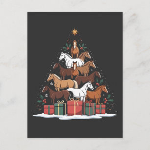 Pferdeförmiger Weihnachtsbaum Equine Weihnachten Einladungspostkarte