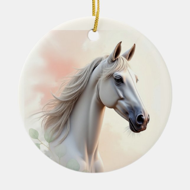 Pferdefrau Sie ist Beauty und Grace Water Keramik Ornament (Vorne)