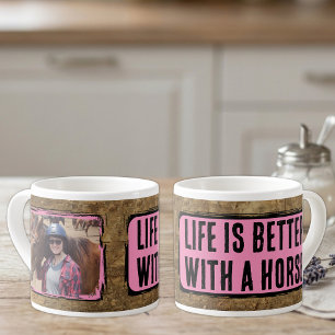 Pferdefreund 1 Foto Imitat aus schwarzem Rosa Espressotasse
