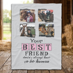 Pferdefreund 4 Foto bester Freund grau pink Fleecedecke