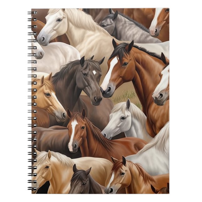 Pferdefreunde Notebook mit realistischen Headshots Notizblock (Vorderseite)