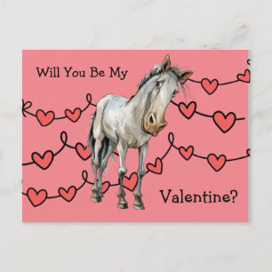Pferdefreunde Valentine Postkarte für Kinder.