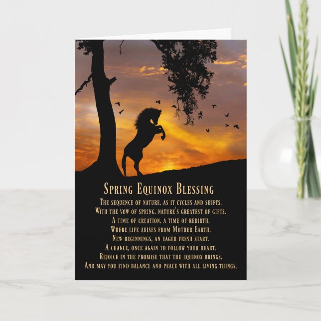 Pferdefrühlingequinox Segen Gedicht Karte (Vorderseite)