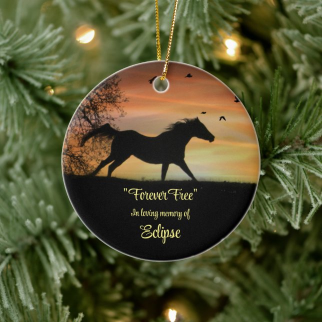 Pferdegedicht mit Individuelle Name und spirituell Keramik Ornament (Baum)