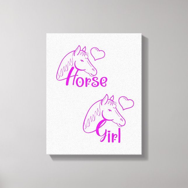 PferdeGirl Lila mit Pferdekopf-Schriftart Leinwanddruck (Vorderseite)