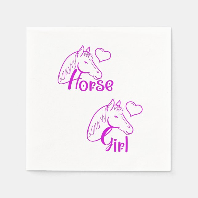 PferdeGirl Lila mit Pferdekopf-Schriftart Serviette (Vorderseite)