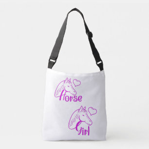PferdeGirl Lila mit Pferdekopf-Schriftart Tragetaschen Mit Langen Trägern