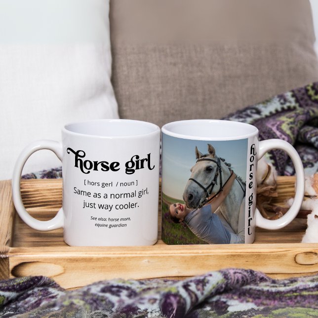 PferdeGirl viel cooler! Sonderbares Foto Kaffeetasse (Horse Girl same as a normal girl, just way cooler Coffee Mug)