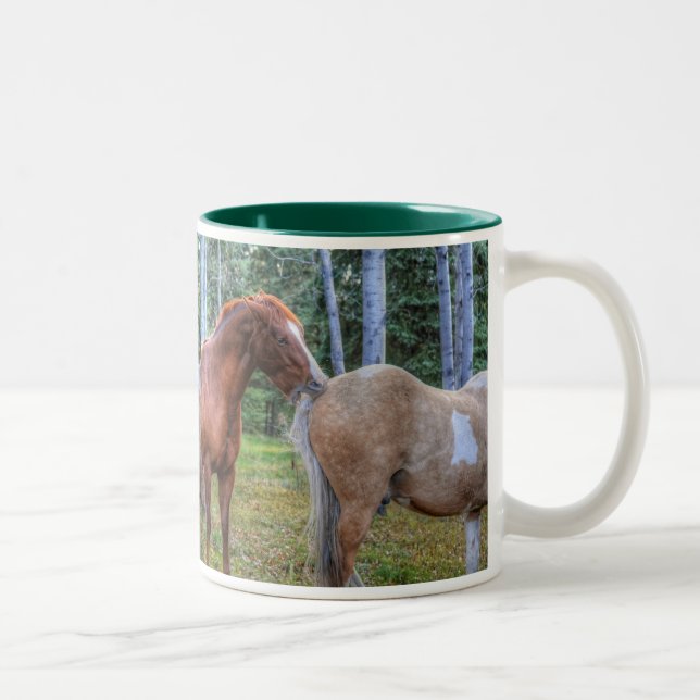 Pferdehahn-Foto auf einer BC Ranch Zweifarbige Tasse (Rechts)