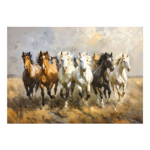 Pferdeherde Galoppierende Mustang-Malerei Decoupag Fotodruck