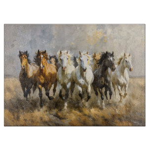 Pferdeherde Galoppierende Mustang-Malerei Schneidebrett