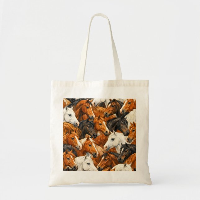 Pferdeherden-Porträtmuster Tragetasche (Vorne)
