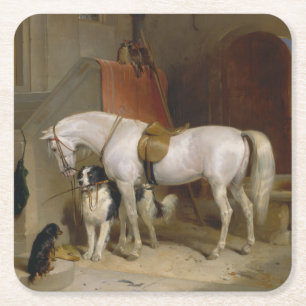 Pferdehunde Lieblinge Malerei Landseer Propert Rechteckiger Pappuntersetzer