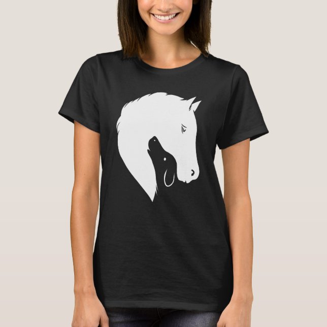 Pferdehunde Silhouette Pferdekaninchen T-Shirt (Vorderseite)