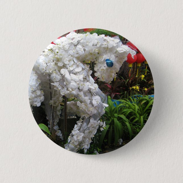 Pferdejahr | 春 節 馬 ... Thema chinesische Blume Button (Vorderseite)