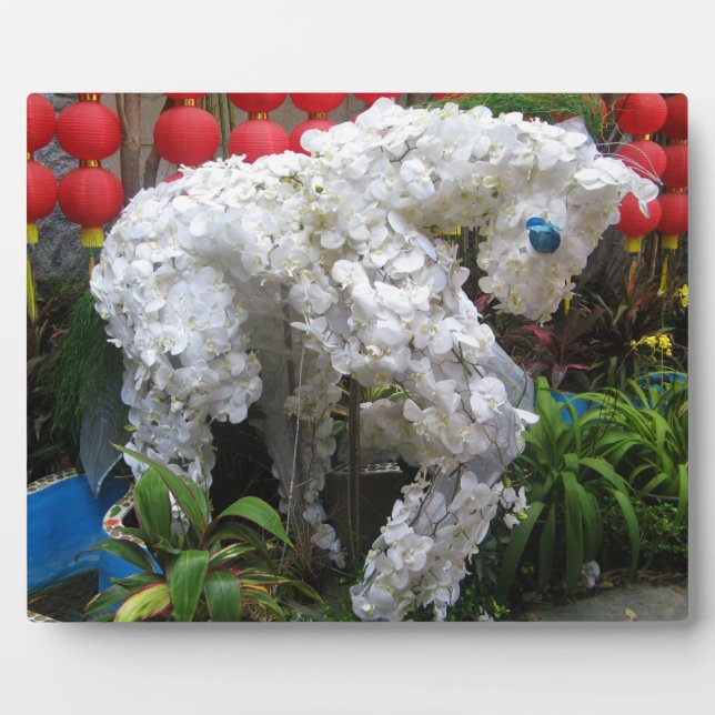 Pferdejahr | 春 節 馬 ... Thema chinesische Blume Fotoplatte (Vorderseite)