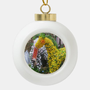 Pferdejahr 春 節 馬 ... Thema chinesische Blume Keramik Kugel-Ornament