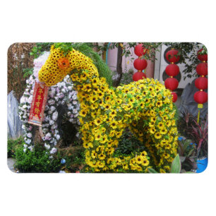 Pferdejahr 春 節 馬 ... Thema chinesische Blume Magnet