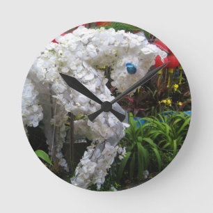 Pferdejahr   春 節 馬 ... Thema chinesische Blume Runde Wanduhr