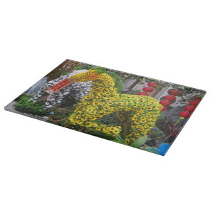 Pferdejahr   春 節 馬 ... Thema chinesische Blume Schneidebrett