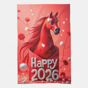 Pferdejahr 2026 geschirrtuch