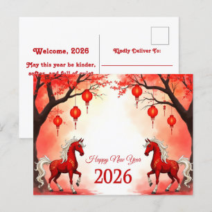 Pferdejahr 2026 postkarte