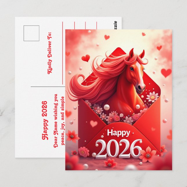 Pferdejahr 2026 postkarte (Vorne/Hinten)